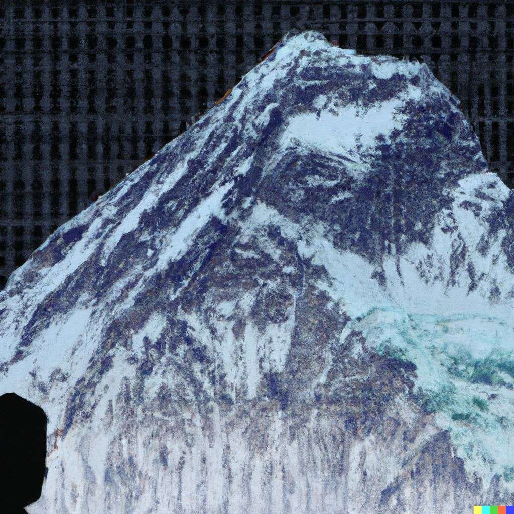 a detailed image of someone gazing at Mount Everest, created by using Fourier series